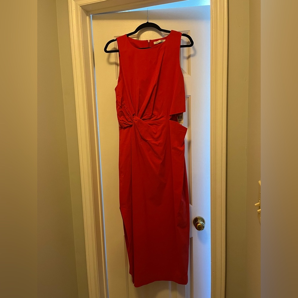 NWT Dex Size L True Red maxi length with cut out.